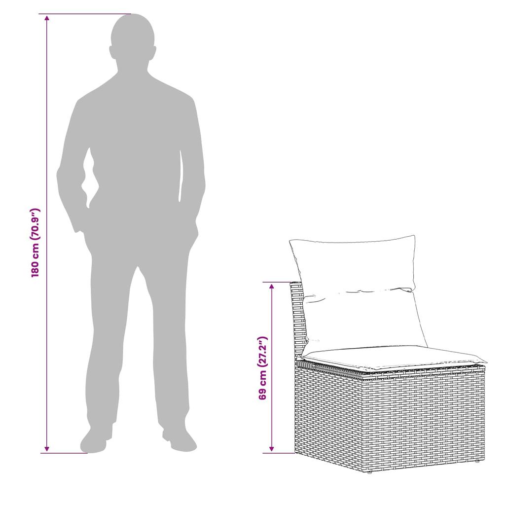 Sofa Set 6 Pieces Black and Cream White Poly Rattan and Steel