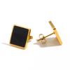 Stainless Steel Square Stud Earrings for Women,Water Proof Black Oil Earrings Gold Color,Fashion Jewelry Lady Gift