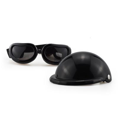 Pet Helmet Black Fall Resistant Dog Cat Motorcycle Helmet for Outdoor