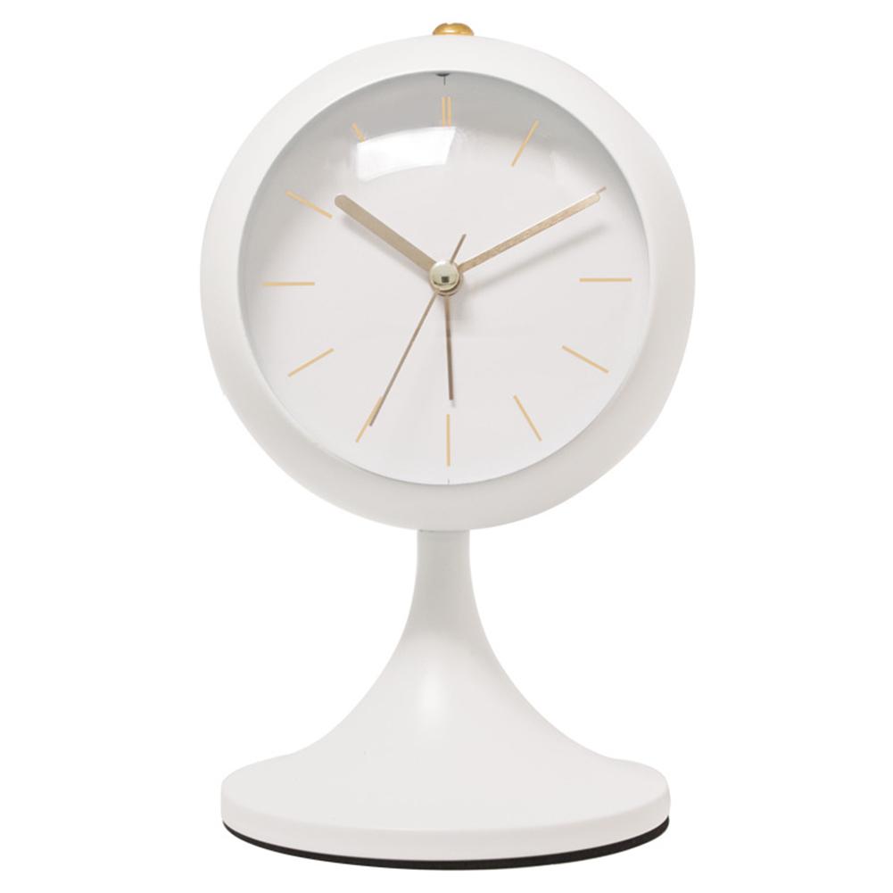 Elegant Design Alarm Clock Silent Clock Trumpet Clock Luminous Clock Curved Glass Front Electroplated Metal Pointer