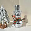 Christmas Snowman Disco Ball Statue Reflective Winter Decoration With Knitted Scarf And Hat Suitable For Holiday Fireplaces