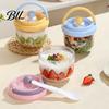 Leak-proof Salad Bowl Portable with Built-In Fork & Lid 600ml Double-Layer Plastic Jar Odorless Fruit for Overnight Oats Meal Prep Snack Container Gym
