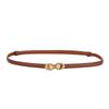 Pearl buckle adjustable women's genuine leather belt - versatile dress & jacket top grain cowhide slim belt
