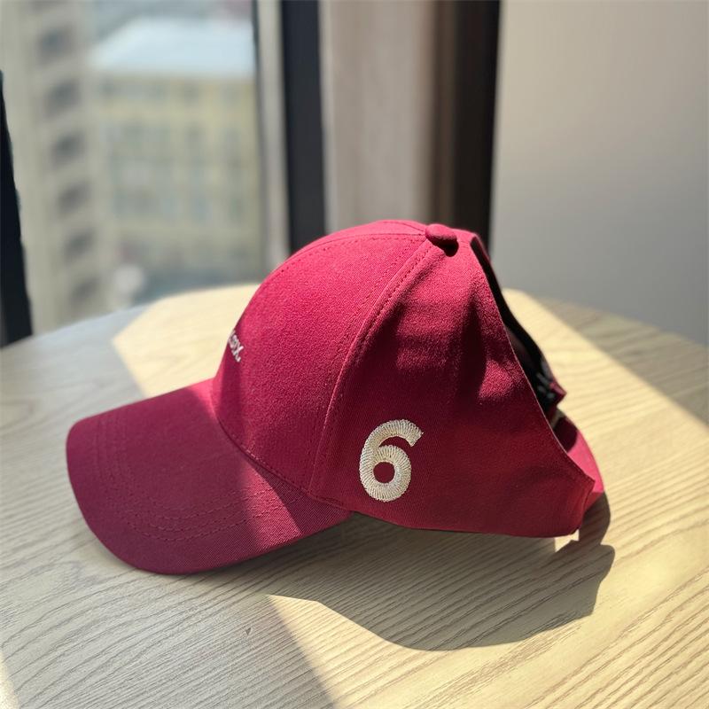 

New letter-printed extended brim half-open top hat for women, summer sun protection hat, men s outdoor baseball cap Adult54-60Adjustable вина червоного кольору