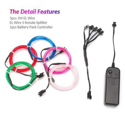 Luz de neón para decoración de fiesta de baile, lámpara LED de neón, tubo de cuerda de alambre Flexible, tira LED impermeable con controlador AA
