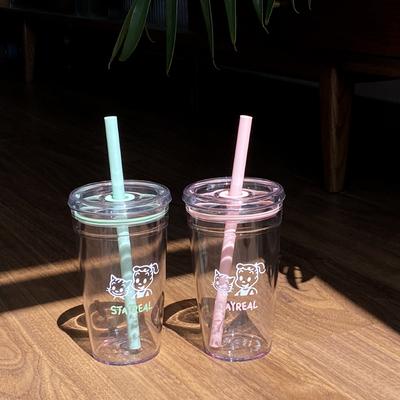 Mint Green Straw Cup Tritan High Temperature Water Cup Environmentally Friendly, Spring Pink Harada