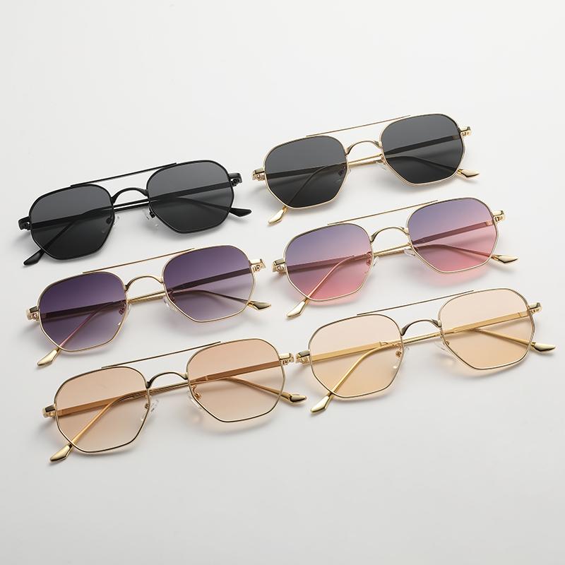 Retro Double Bridges Peach Pilot Sunglasses Women Men Designer Luxury Metal Frame Sun Glasses New Fashion Eyewear