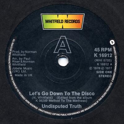 7inch Record UNDISPUTED TRUTH - Let's Go Down To The Disco K16912 Whitfield Recor 1977 UK Soul/Funk Used