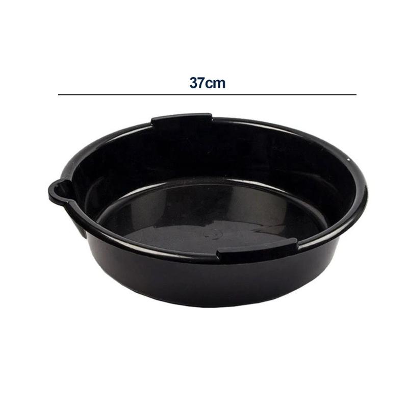 Oil Drain Pan 37 Cm Large Opening Plastic Basin with Guided Pour Lip and Stable Base, 6.5 L Vehicle Service Drain Pan for Home Maintenance