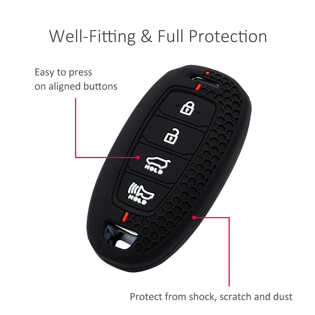 2X Silicone Car Key Fob Cover Case Holder Keychain For Hyundai Tucson Sonata Venue Accent Santa Fe Cruz Nexo Kona Elantra Gt I30