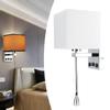 LED Wandleuchte Modern Stofflampenschirm USB Schlafzimmer Nachttisch Leseleuchte E27 100?240V