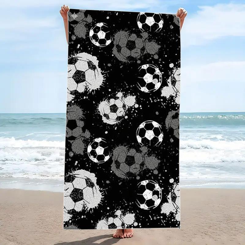 Soccer Print Beach Towel, Large Soft Quick Dry Towel for Beach Camping Swimming