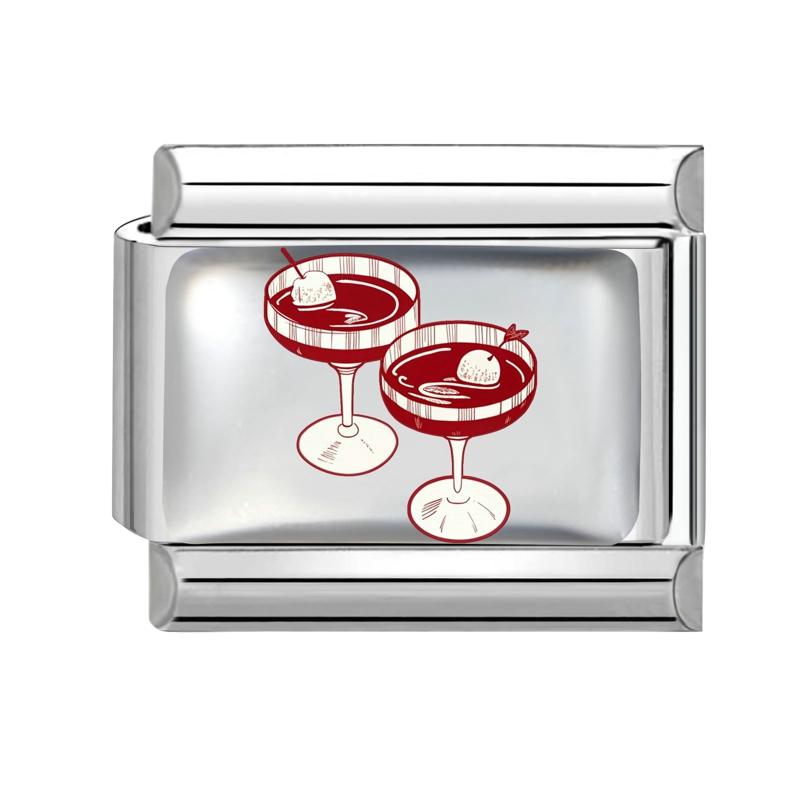 1 Piece 304 Stainless Steel Fashion Red Italian Charm Links For DIY Bracelet Jewelry Making Fit 9mm Rectangle 10mm x 9mm