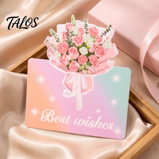Decorative Floral Greeting Cards 10Pcs 3D Flower Thank You Card, Bouquet Best Wishes Note Appreciation Gifts for Anniversary, Mother's Day, Teachers'