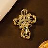 Chic Crosses Heart Design Brooch Sturdy Gold Tone Copper Alloy Accessory For Coat Dress Scarf Decoration