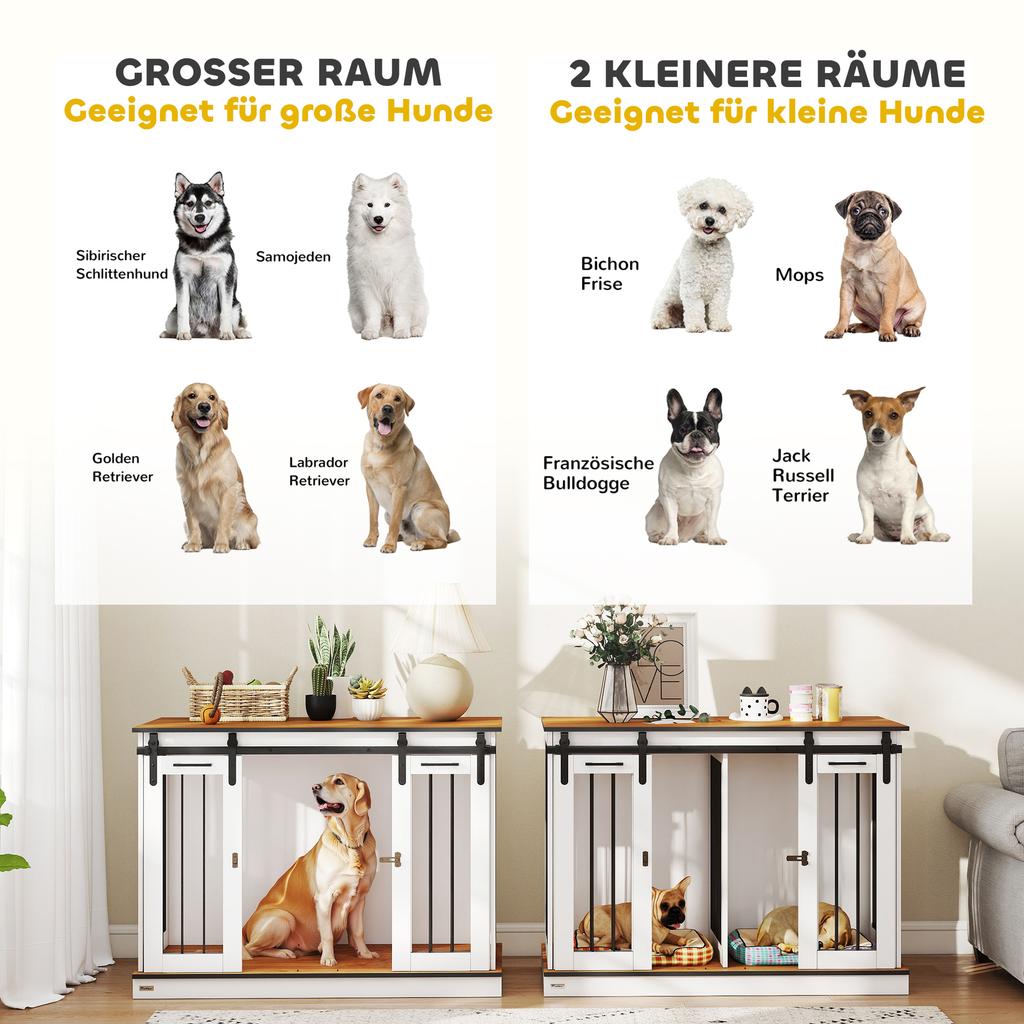 Hundeboxmöbel für große Hunde, Doppelte Hundebox für kleine Hunde