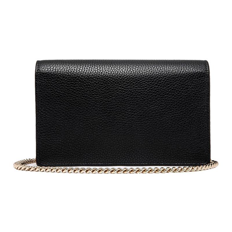 Gucci [Versatile Classic Recommendation] Soho Embossed Logo Chain Leather Wallet Shoulder Crossbody Bag Women's Black