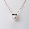 Ribbon Pendant K18PG Pearl Necklace [Moon Label] Women's [Gift Wrapped]