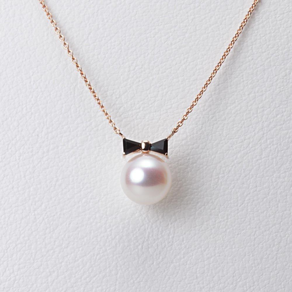 Ribbon Pendant K18PG Pearl Necklace [Moon Label] Women's [Gift Wrapped]
