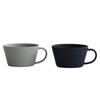 SAKUZAN Sara Soup Cup Set (Pair) In a Wooden Box, Mino Ware, Made In Japan, Gray and Navy