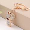 Keychain Alloy Electroplated Whistle Shape Key Chain with Dazzling Colorful Rhinestones Lobster Clasp Key Ring Backpack