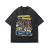 Men'S Half-Sleeved T-Shirt American Hip-Hop Retro Print Oversize Washed Short-Sleeved T-Shirt