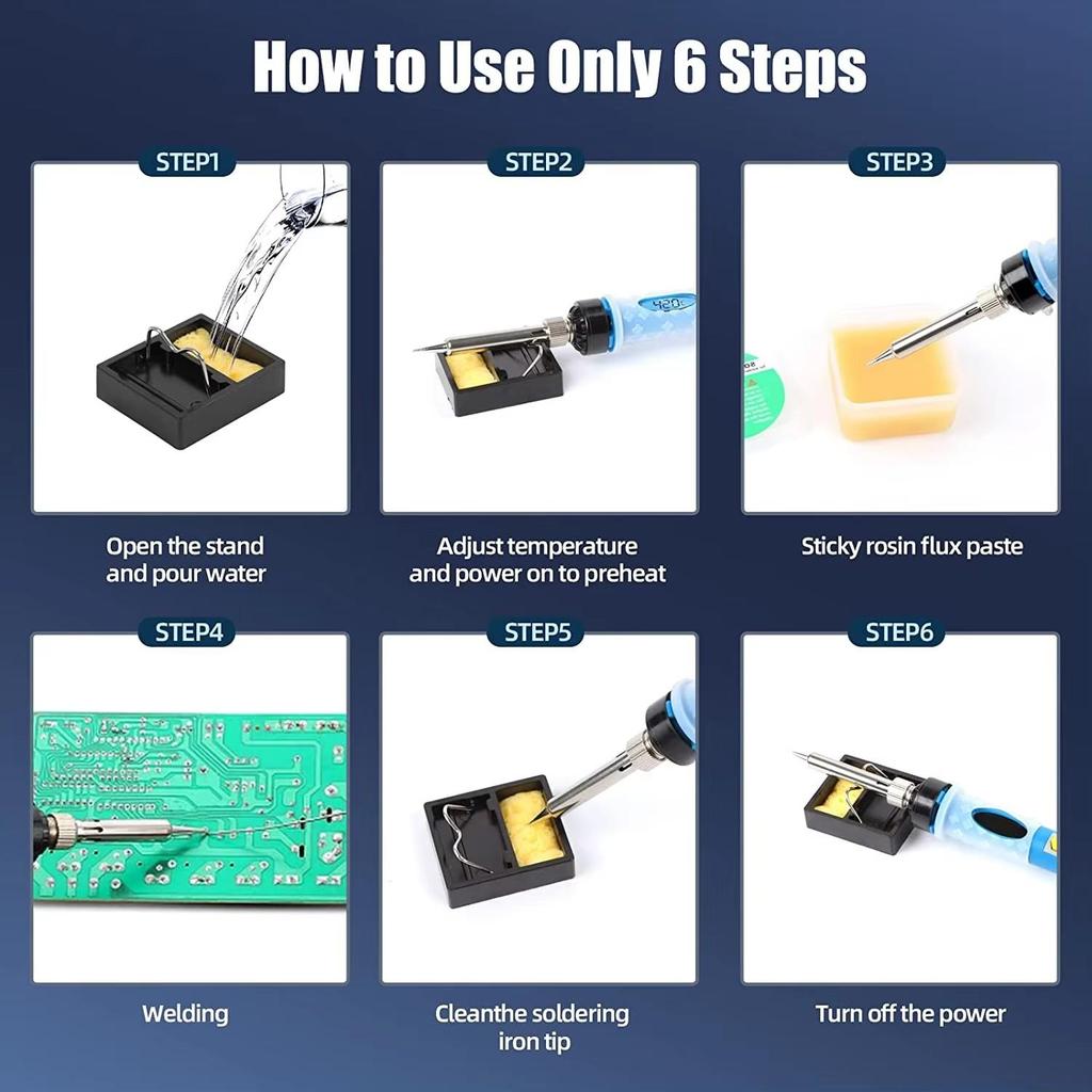 80W Digital LCD Elektrisches Lötkolben-Kit Set Temperatur Einstellbar 200 bis 450℃ Schweißwerkzeug Keramikheizelement Löten Nacharbeiten