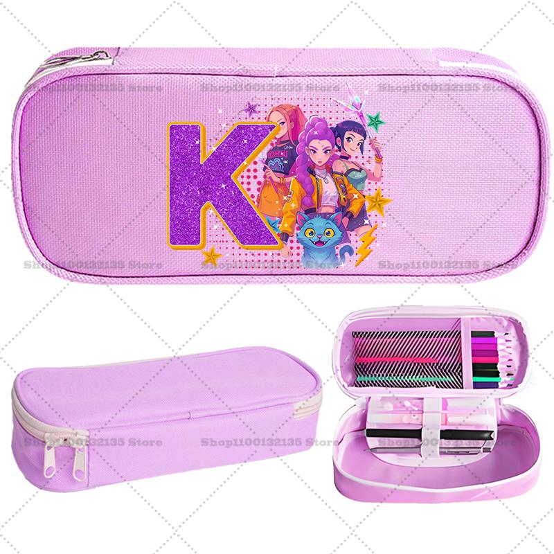 Kpop Demon Hunter Children Pencil Box Cartoon letter Student School Supplies Stationery Kids Penbag Pencilcase Kawaii Boys Gift