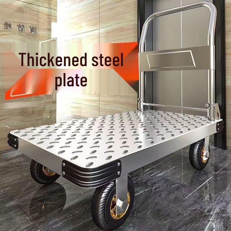 Silent Folding Four-Wheel Hand Trolley for Express Delivery