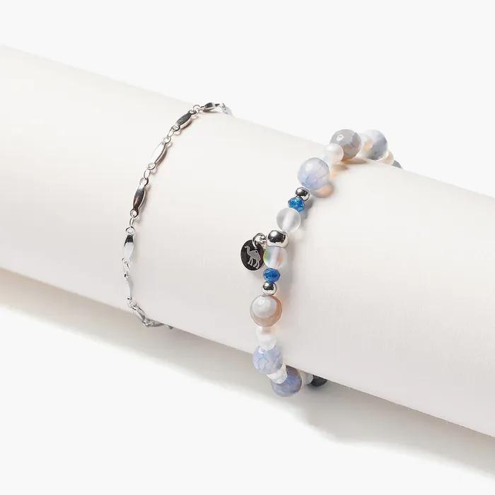 Candy Chain 336 Water Blue Moonstone 038 Bracelet Set (C2503-SE441_SV)