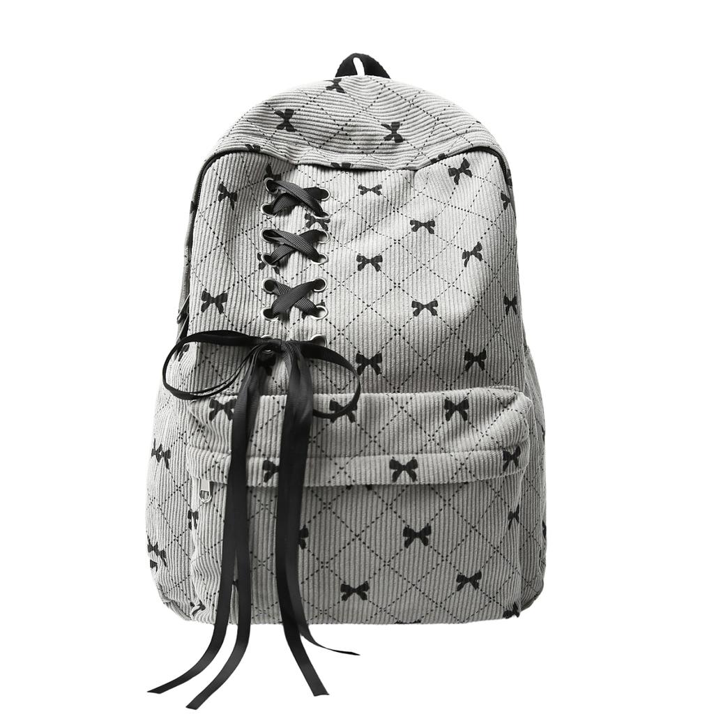 Χαριτομένο Σακίδιο από Κορδουάνι με Σχέδιο Φιόγκου Καθημερινό Casual Σακίδιο για Γυναίκες Ελαφρύ Σχέδιο με Κορδόνια Ιδανικό για Σχολείο Ταξίδια Μετακίνηση και Μοδάτες Εμφανίσεις