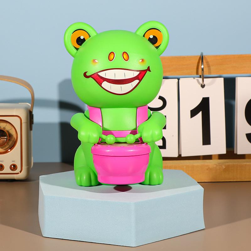 Plastic Animal Pig Bear Handcrank Drum Toy For Toddlers With Visual And Sensory Development