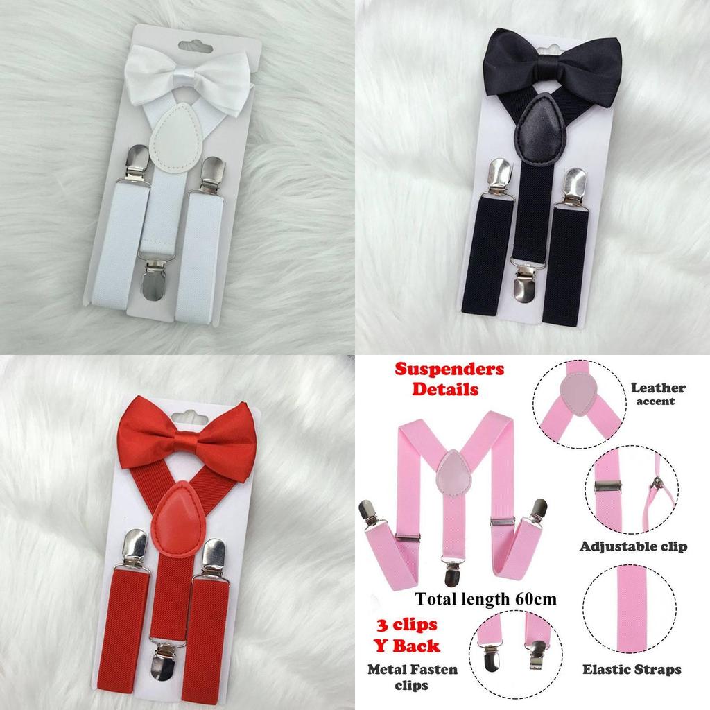 Stylowe Dziecięce Elastyczne Szelki i Mucha Zestaw dla Chłopców i Dziewczynek w Wielu Kolorach