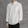 New Cotton Linen White Shirt Men's Casual Loose Korean Version of The Trend Long-sleeved Shirt Black Coat