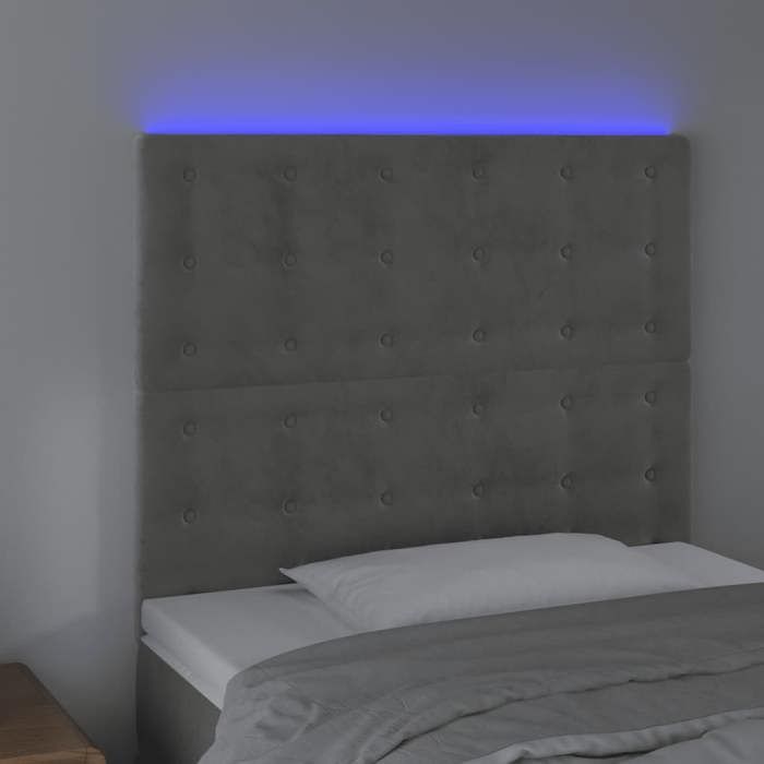 VidaXL Tête de Lit à LED Meuble de Chambre à Coucher Accessoire de Lit Simple Tête de Cadre de Lit Intérieur Gris Clair 3122900