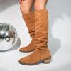 Retro Women Mid Calf Boots Retro Low Heels Solid Color Women Shoes Round Toe Rome Females Knight Boots Botas De Mujer