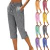 Pantaloni casual largi pentru femei, cu imprimeu carouri, talie elastică cu șnur, lungime șapte-optimi 7/10