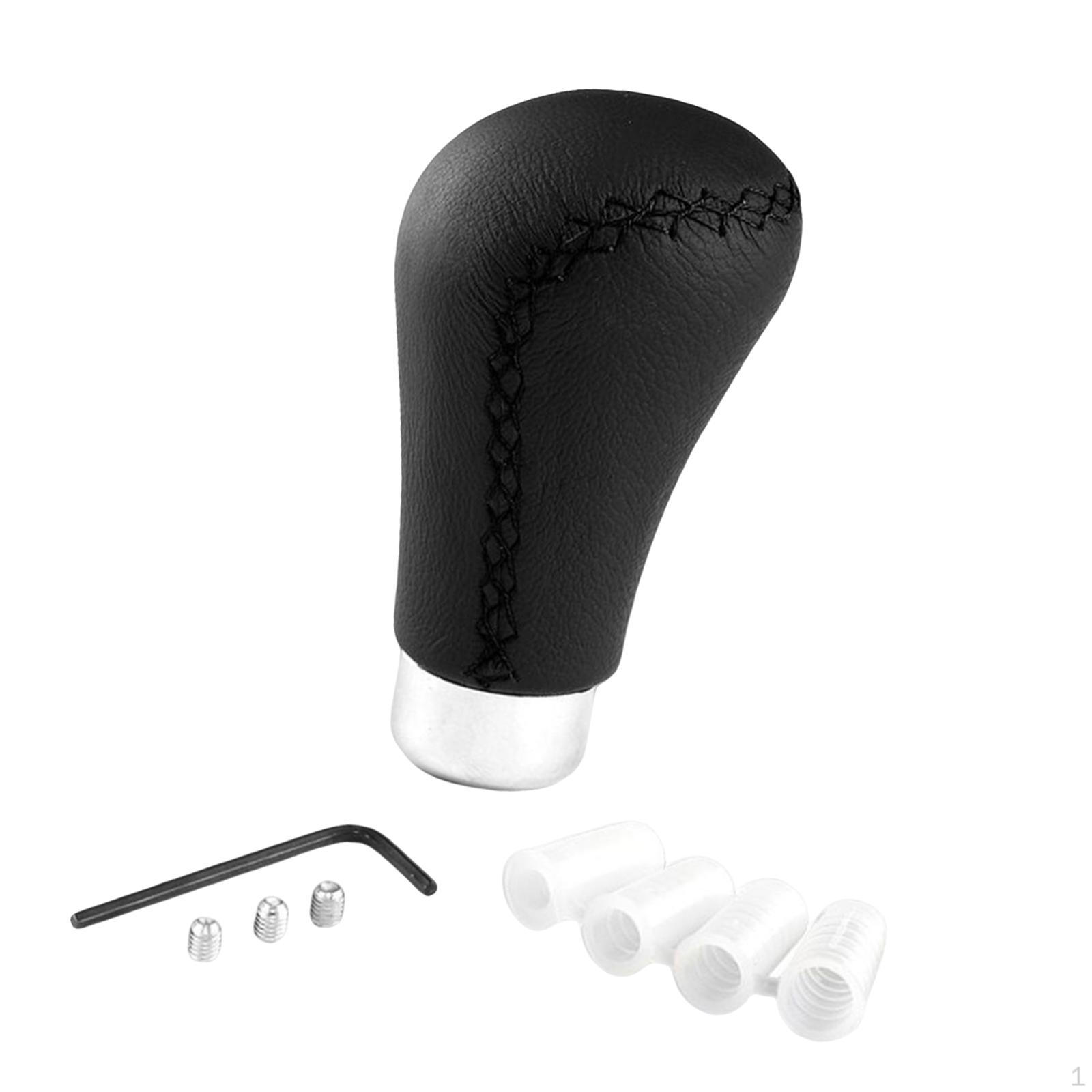 

Gear Knob Aluminum Alloy PU Leather with 4 Adapters 8mm 10mm 11mm 12mm Manual er Transmission Black Stitch
