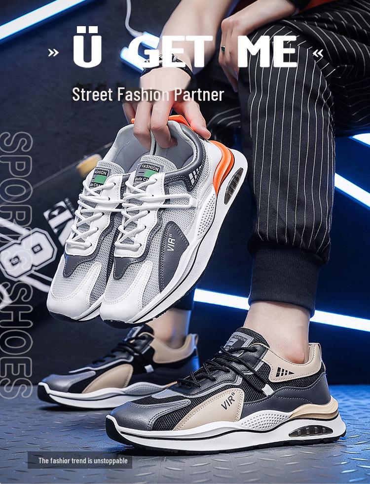 Forrest Gump Men's Breathable Mesh Sports Shoes - Trendy All-Match Thick-Soled Running and Casual Sneakers