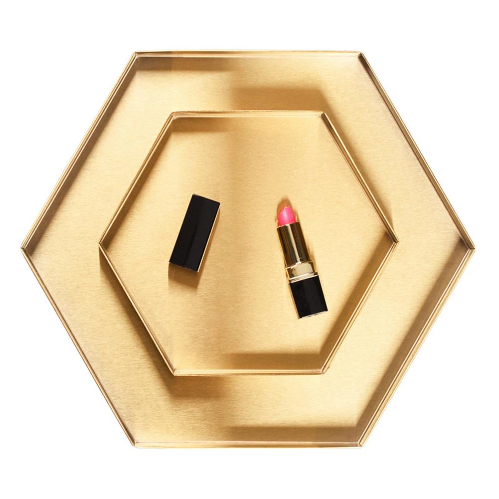 Nordic Geometric Gold Tray Metal Storage Tray Food Fruit Jewelry Dish Plate Desktop Makeup Organizer Home Party Decoration Trays