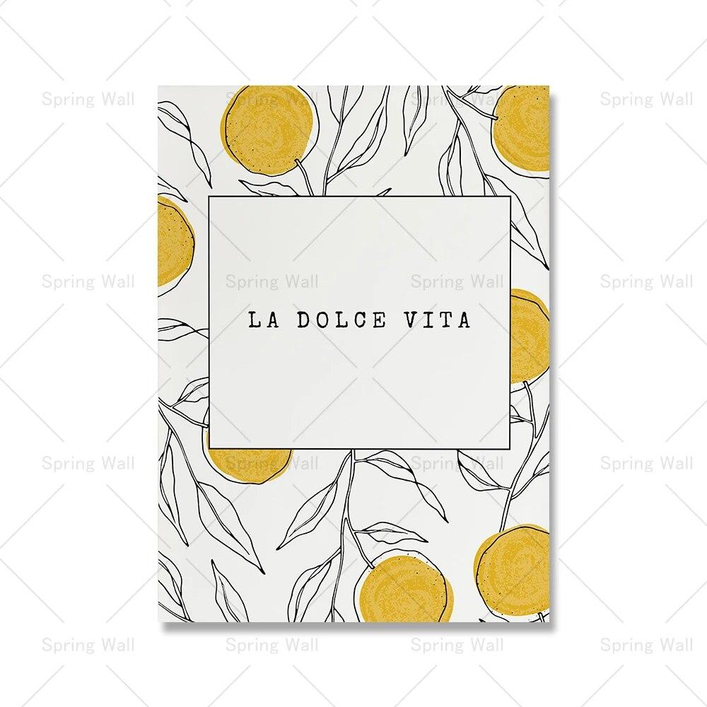 Canvas Print Painting Poster La Dolce Vita Wall Picture Lemon Nordic  Italian Aperitivo Pizza Pasta Food Quote Art Kitchen Decor No Frame