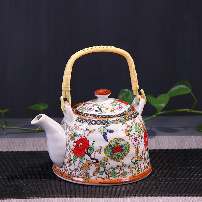 CHANSHOVA-Chinese Porcelain Teapot with Strainer Net, High Capacity 900ml, Traditional Chinese Retro Ceramic Tea Set, H189
