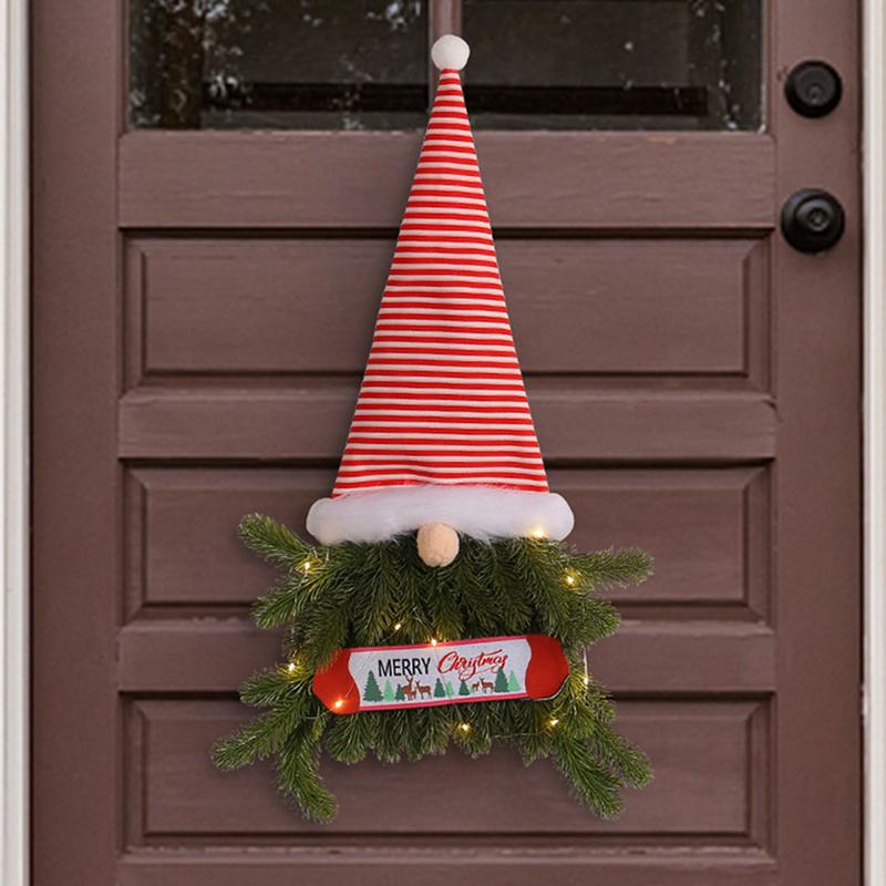 Christmas Wreaths For Front Door Gnome Garland Lighted Artificial Christmas Wreath For Home Wall Porch Mantel Fireplace Table