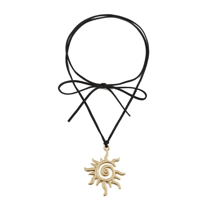 Punk Conch Pendant Necklace for Women Girls Gothic Sweet Cool Star Sun Pendant Adjustable Rope Chain Choker Chains Y2k Jewelry