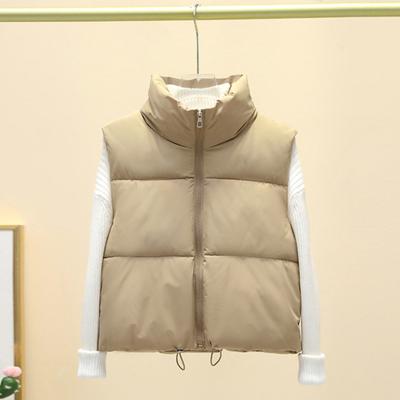 Winter Women Vest Coat Thickened Padded Zipper Closure Stand-up Collar Sleeveless Solid Color Winproof Heat Retention Outdoor Down Coat