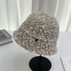 Wool blended hand-woven wool hat Women's basin hat Head protector Winter knitted hat Thickened cold-proof warm bucket hat