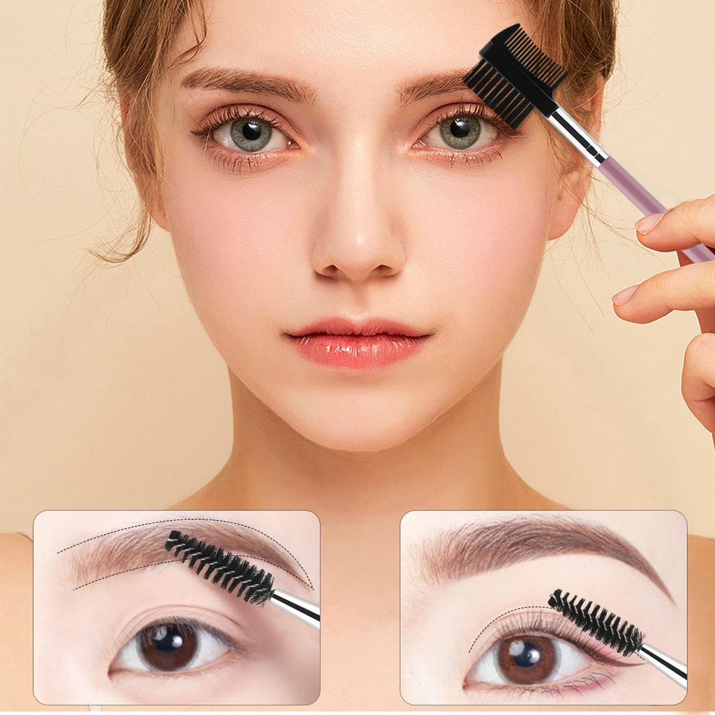 1/2/5PCS 3 Head Eyebrow Eyelash Shaper Double Head Brush Makeup Grooming Tool Cosmetic With 3 Different Spoolie Brushes