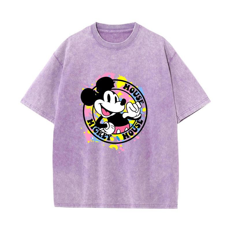 XH+99 MINISO 2026 Summer Vintage Wash Printed Pure Cotton Shoulder Style Men's and Women's Round Neck Short Sleeved Couple T-shirt
