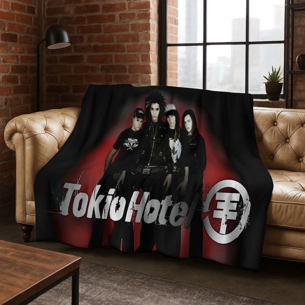 Módní Rocková Hudba Tokio Hotel Bill Tom Kaulitz Umění Flanelová Přikrývka, Útulná Měkká Přehozová Přikrývka pro Domov Ložnici Postel Pohovku Kryt Dárek
