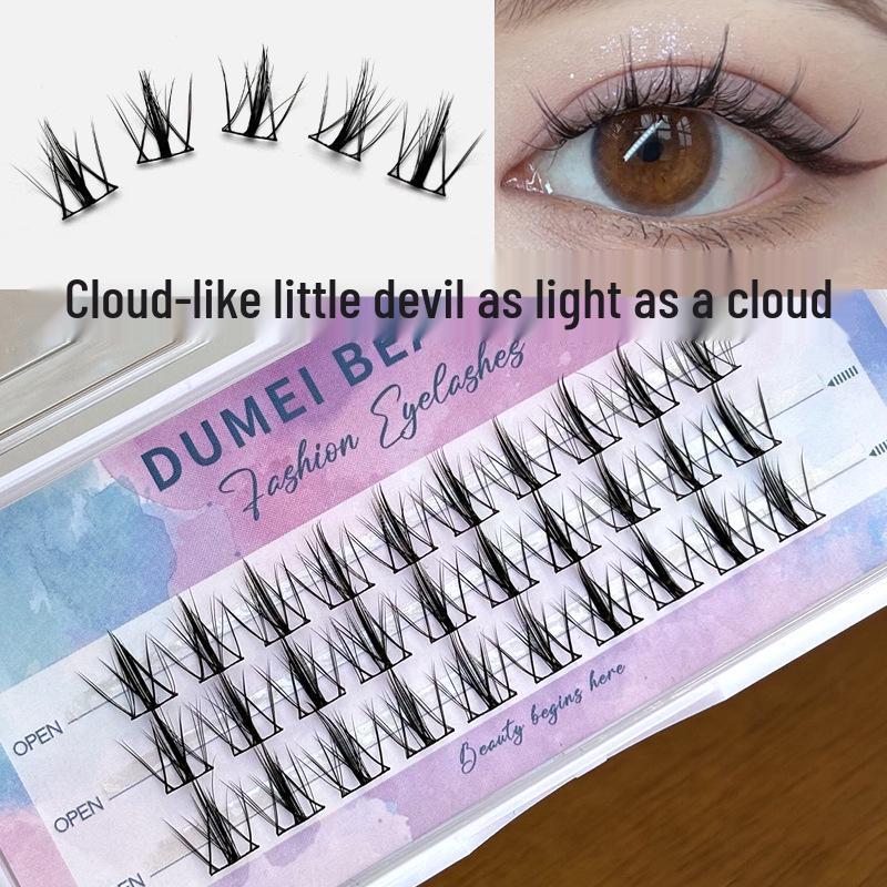 

10-рядные ресницы Cloud Devil высокой вместимости: Воздушные, Естественные, Подкрученные Комичные Глаза, Самостоятельно Наращенные Одиночные Пучки